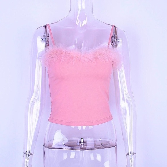 Pink feather trim cami - Picture 3 of 11